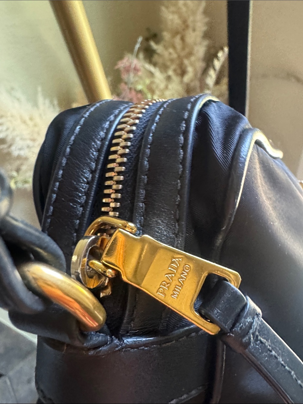 Prada Tessuto Black Nylon Crossbody with Gold Logo Hardware - Picture 6 of 15